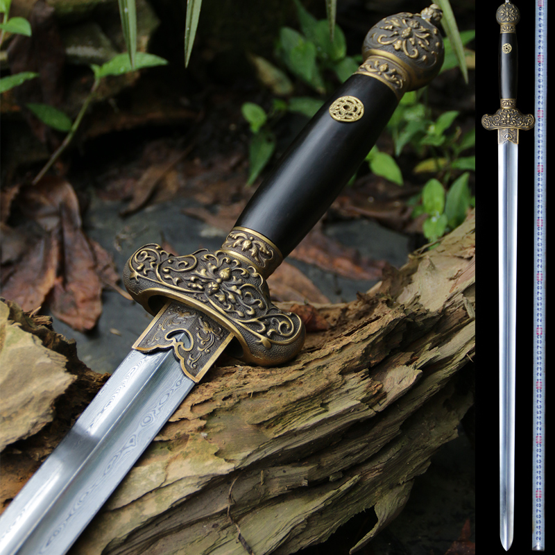 Longquan Westbound Luoshui Treasure Sword Copper Tai Chi Sword One-piece Pattern Steel Hard Sword Soft Sword Unedged
