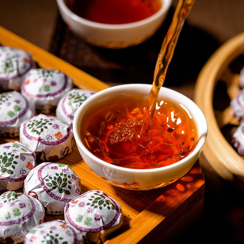 收纳箱小沱茶普洱茶熟茶陈香陈皮菊花糯香普洱生熟茶叶茶饼茶包-实得惠省钱快报