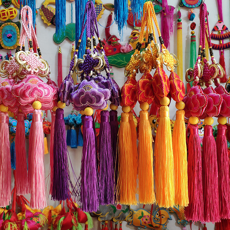 Peony Chinese knot car pendant Qingyang sachet Chinese gift folk handmade art