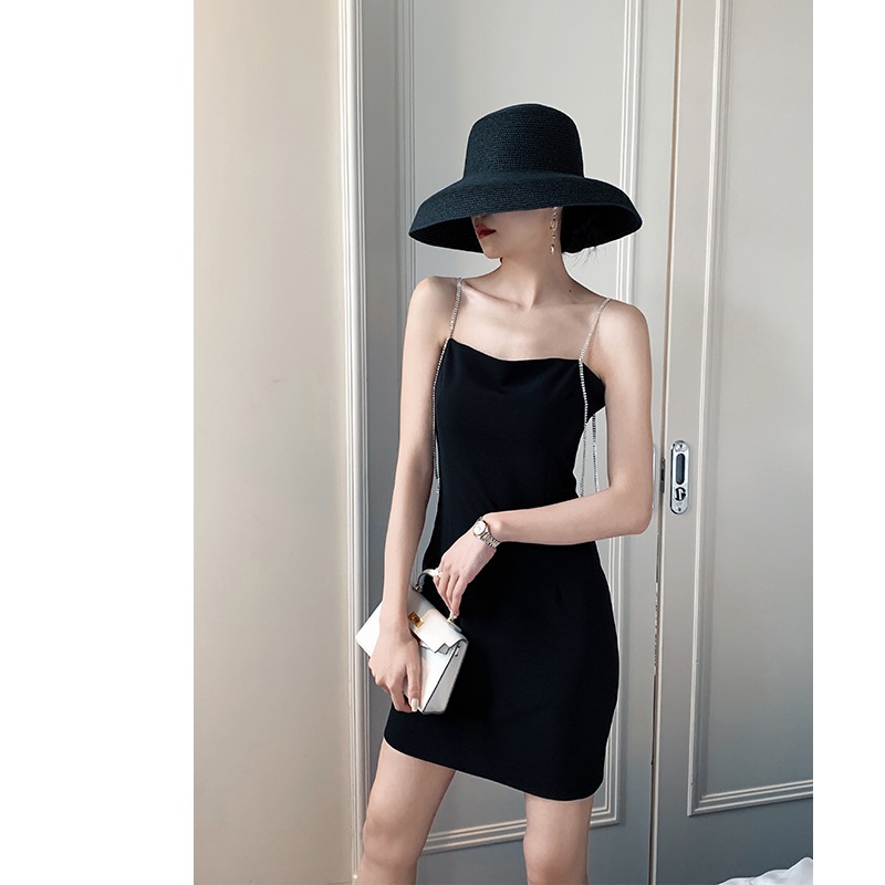 Haze Wo branches sparkling diamond harnesses foreign dress Summer closets slim dress Sexy little black dress