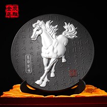 Jinwu charcoal carving activated carbon carving office desktop horse ornaments study crafts creative gifts to lead friends