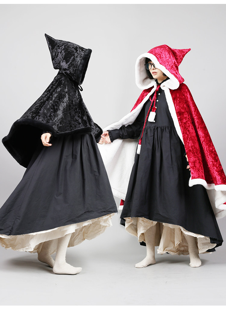 リネン×オリジナル魔法のマント 女性 秋・冬 肩やリネンを厚くして保温