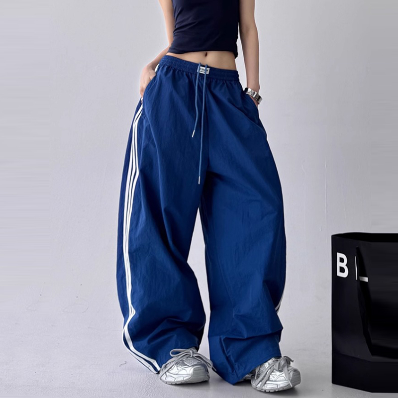 Ader Three-Stripe Quick-Dry Sports Pants for Women, Summer American-Style High-Waisted Loose Slimming Casual Wide-Leg Pants