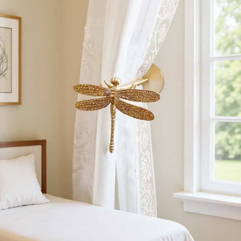 European-Style Light Luxury Retro Brass Curtain Hooks, All-Copper, for Living Room and Bedroom, Tieback Hooks, No-Drill American-Style Home Decorations