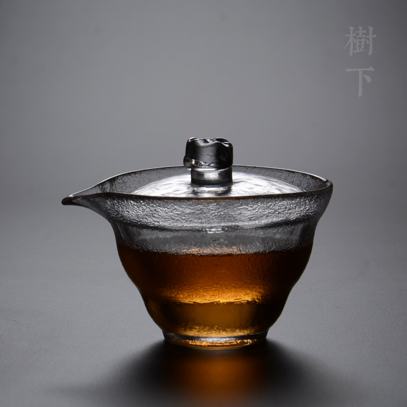 Japanese handmade frosted glass three-cai cover bowl Teacup Heat-resistant hand grab pot Tea maker Kung Fu Tea set Teapot Tea Ceremony