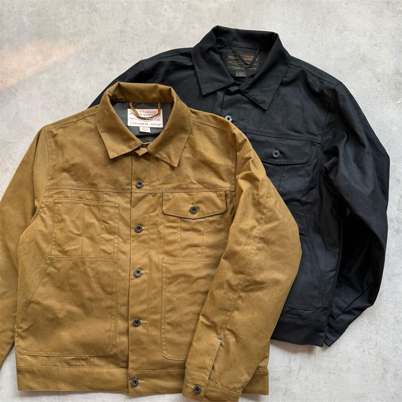 Filson American Workwear Style Heavy Canvas Lapel Jacket for Men, Versatile Yellow Oil Wax Cruiser Jacket Filson American Workwear Style Heavy Canvas Lapel Jacket for Men, Versatile Yellow Oil Wax Cruiser Jacket