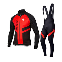 Foreign trade quality fleece riding suit suit spring and autumn warm riding suit strap suit mountain road bike riding suit
