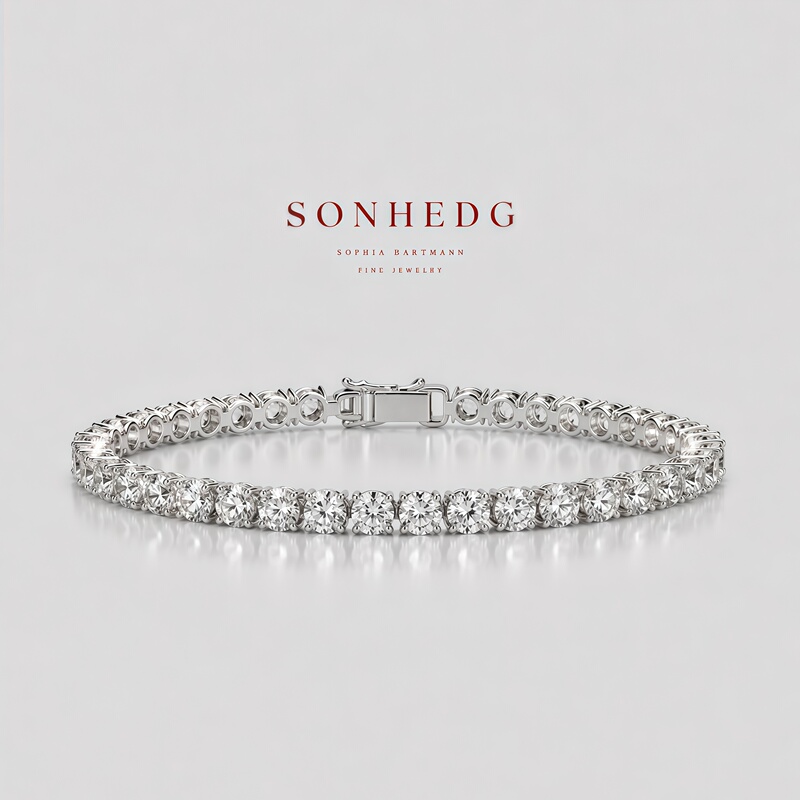 Sonhedg High-End Luxury Starry Tennis Bracelet Full of Diamonds Women's Gift S925 Sterling Silver White Gold Niche Classic