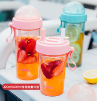 Net red one Cup double drink cute creative dual-purpose straw water Cup for men and women adults and children personality portable plastic water Cup