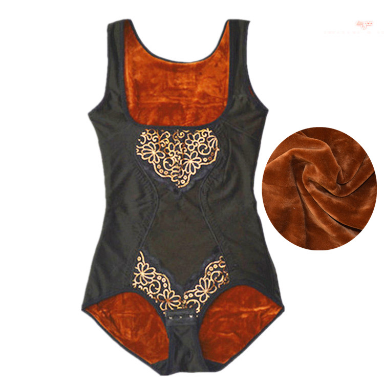 Mùa thu và mùa đông mới dày cộng với nhung nhiệt đồ lót tam giác Cơ thể Xiêm định hình eo corset cho con bú sau sinh bảo vệ dạ dày nữ nội y ren liền thân 1 mảnh quyến rũ