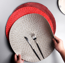 American gold and silver red texture PP braided round dining cushion disc cushion table cushion festive mat Western dining cushion heat insulation cushion