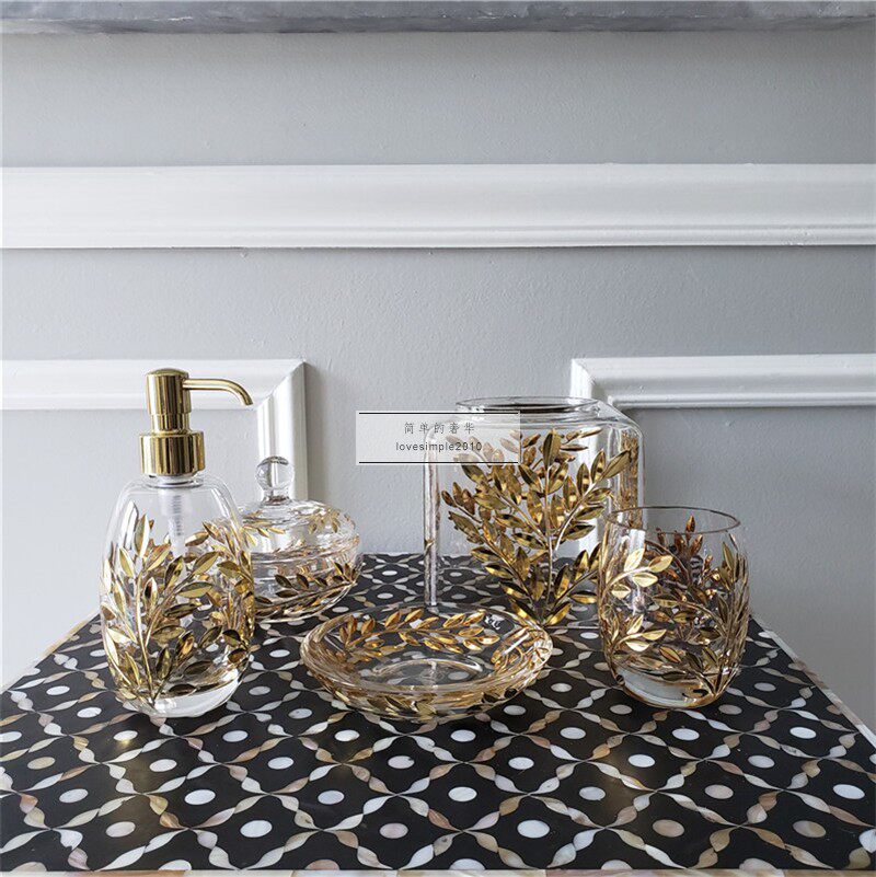 (simple luxurious) VIne Italy high-end petals 14K gold glass crystal bathroom toiletries