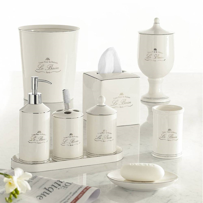 (Simple luxury) Le Bain Silver edge French White bone China hot sale simple bathroom wash storage