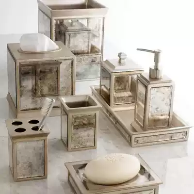 (Simple Luxury) PALAZZO vintage champagne light gold mercury mirror bathroom wash storage kit