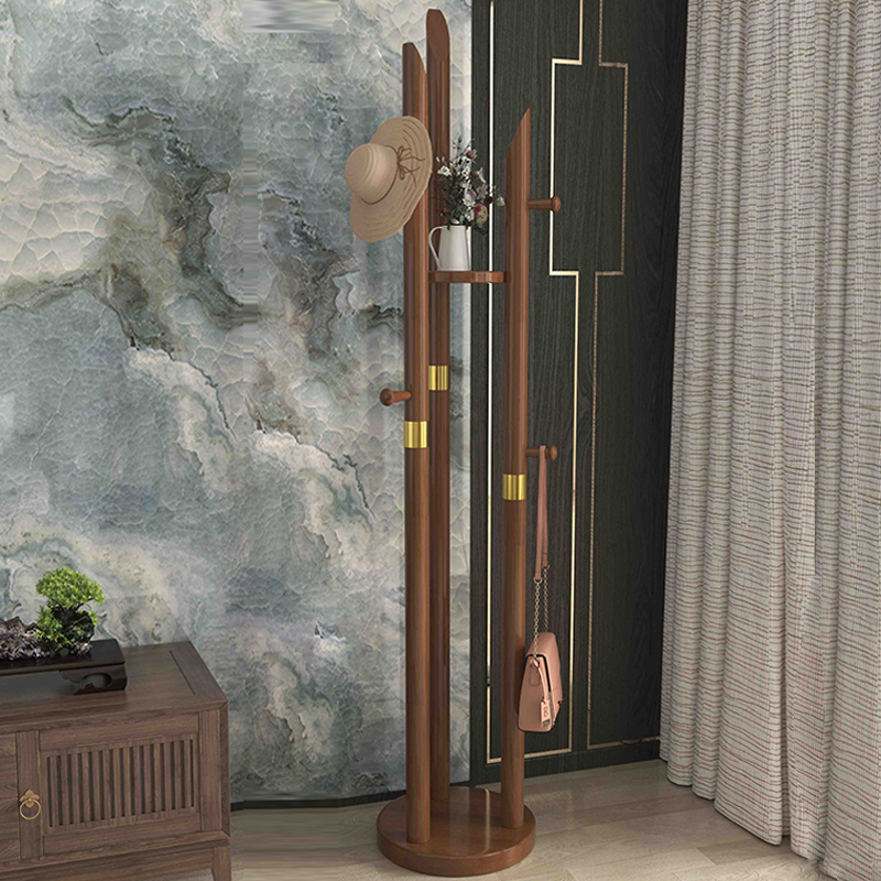 New Chinese all solid wood coat rack floor to ceiling bedroom hanging hanger simple home bedroom modern living room clothes rack