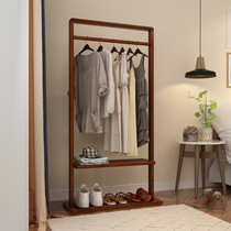 Nordic solid wood coat rack hanger Floor-to-ceiling bedroom simple modern log hanging clothes rack Living room storage rack