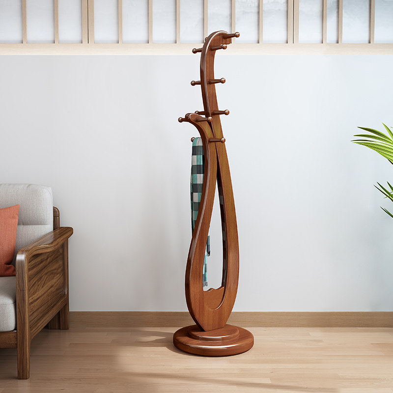 Full solid wood creative coat hat rack floor bedroom hanging clothes hanger brief modern new Chinese living room clothes rack household
