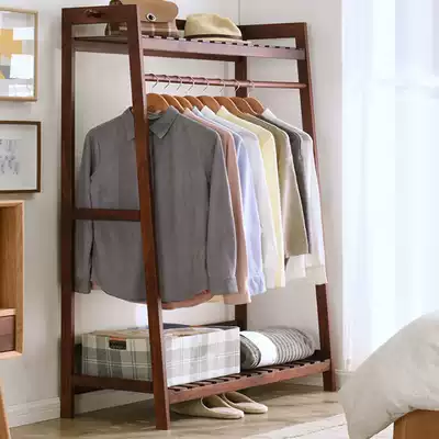 Coatrack Solid Wood Space-saving Hanger Floor Bedroom Hanger Simple Modern Clothes Shelf Simple Multifunctional