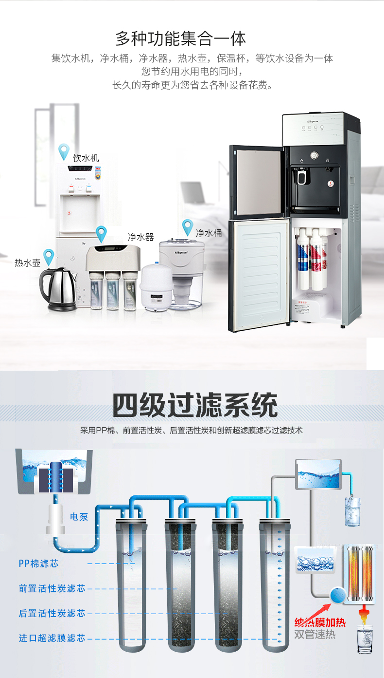 bình lọc nước bằng sứ 净 饮 机 机 Bộ lọc nóng lạnh gia dụng Máy lọc nước Uống một máy Tốc độ nóng 5593 Siêu lọc - Nước quả máy lọc nước kangaroo hydrogen điện máy xanh
