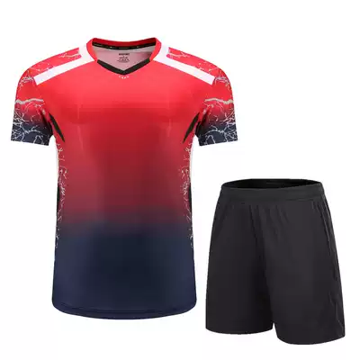 2020 spring and summer short-sleeved volleyball suit suit men's and women's round neck student breathable sports training suit printing