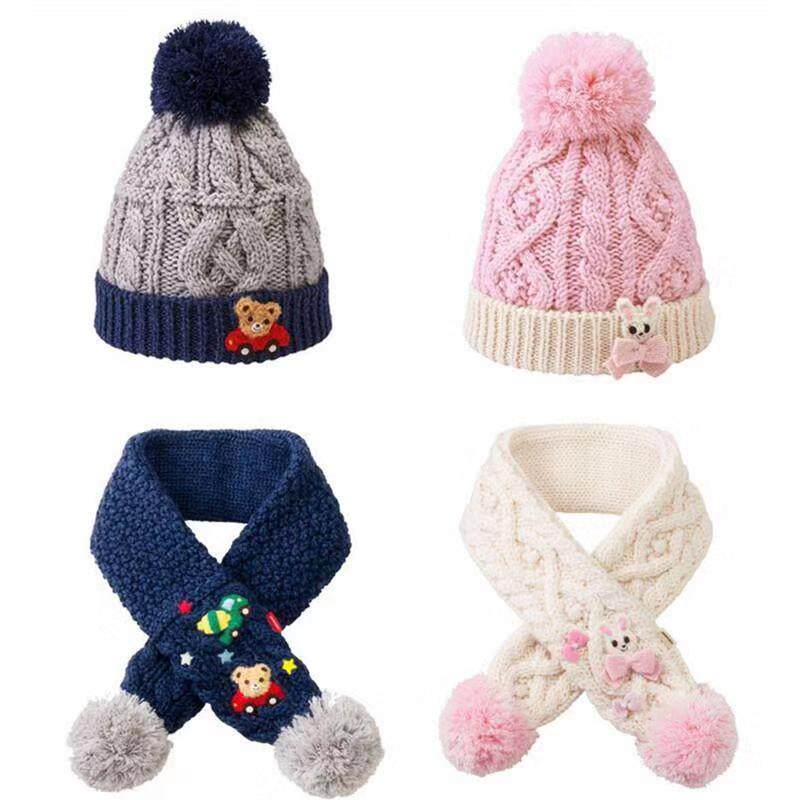 miki house autumn winter new warm hat scarf little bear rabbit going out hat 2-7 year old japanese original