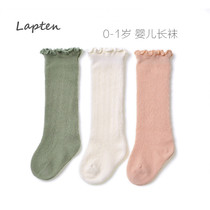 3 double summertime baby middle cylinder socks 0-1 years old Summer cotton thin newborn stockings baby high cylinder socks loose mouth breathable