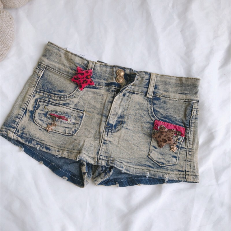 Y2K Low-Waisted Short Skirt for Women, Subculture Punk American Retro Washed Vintage Hot Girl Bodycon Skirt Pants with an Old-Fashioned Feel for Summer