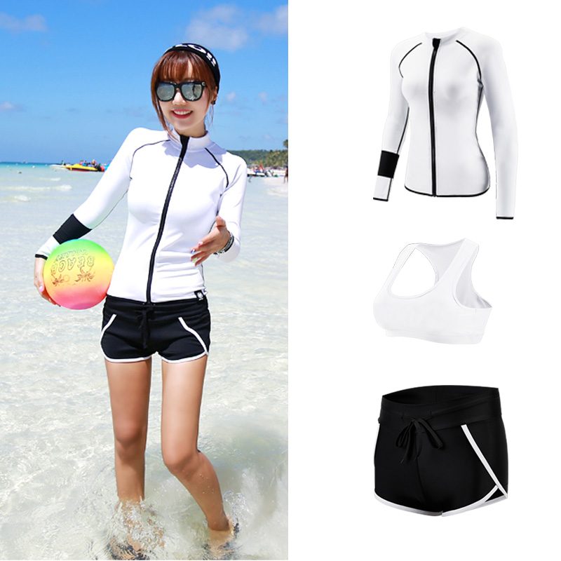 Korea long sleeve swimsuit women's suit Zipper snorkeling jellyfish suit Sunscreen beach surfing parent-child two-piece wetsuit men