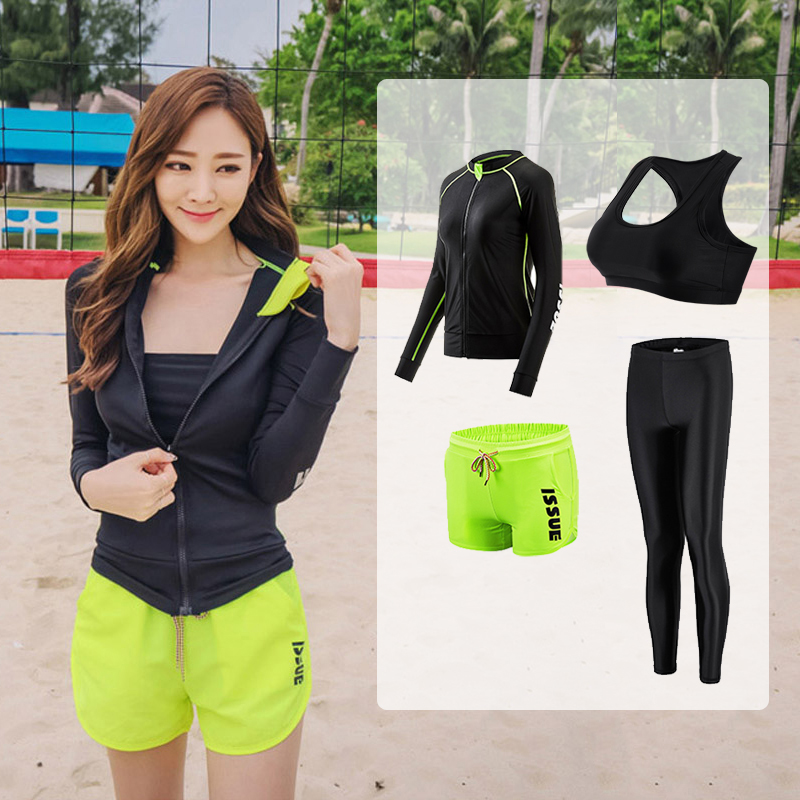 ISSUE jellyfish female long sleeved swimsuit sun - proof diving suit male splinter swimsuit for couples surfing suit