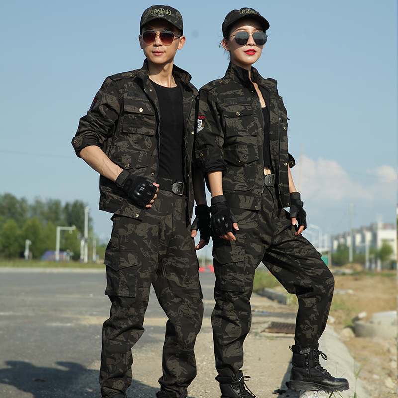 Camouflay suit suit men and women uniformed pure cotton thickened special soldier combat training clothes autumn and winter wear-wear frock workwear