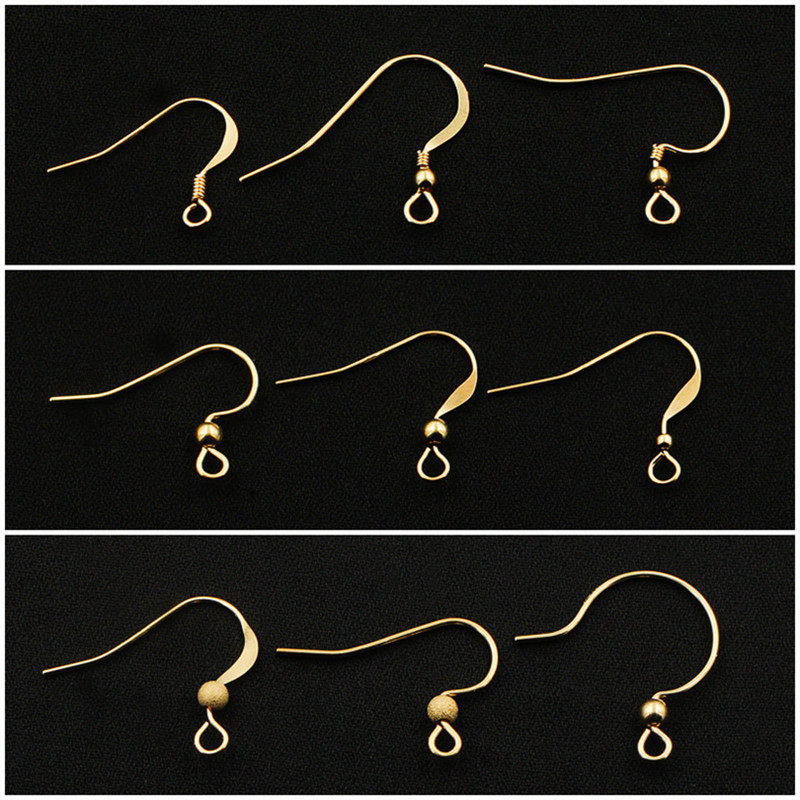 American 14K gold gold gold bead sanded beads spring ear hook female DIY earrings earring accessories