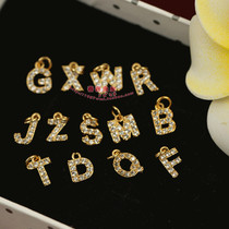 High quality Japanese copper plated real gold English letter micro insert with diamond letter DIY small pendant small pendant A76