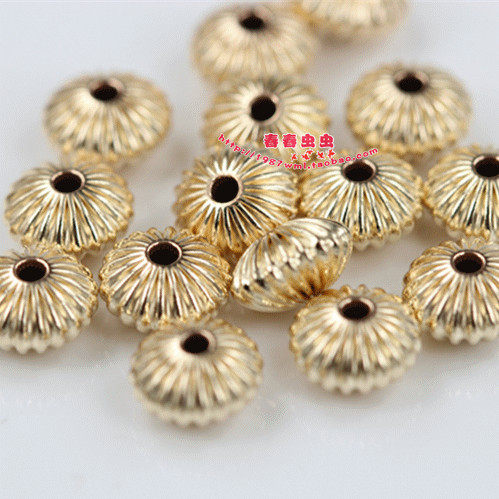 U.S. 14K gold gold gold GF gold beads flat flying saucer flat lantern DIY Buddha bead bead accessories