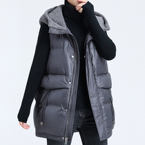 Down waistcoat woman big code 2021 new autumn and winter clothing middle aged mother thin white duck cashmere shoulder outside wearing vest
