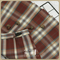 Sakura Family original genuine dress JK uniform (fish jump) New Year jk plaid pleated high waist skirt women