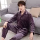 Đồ ngủ mùa thu và mùa đông nam dài tay dày cộng với flannel nhung cộng với chất béo kích thước lớn dịch vụ gia đình trung niên đồ ngủ nhung san hô