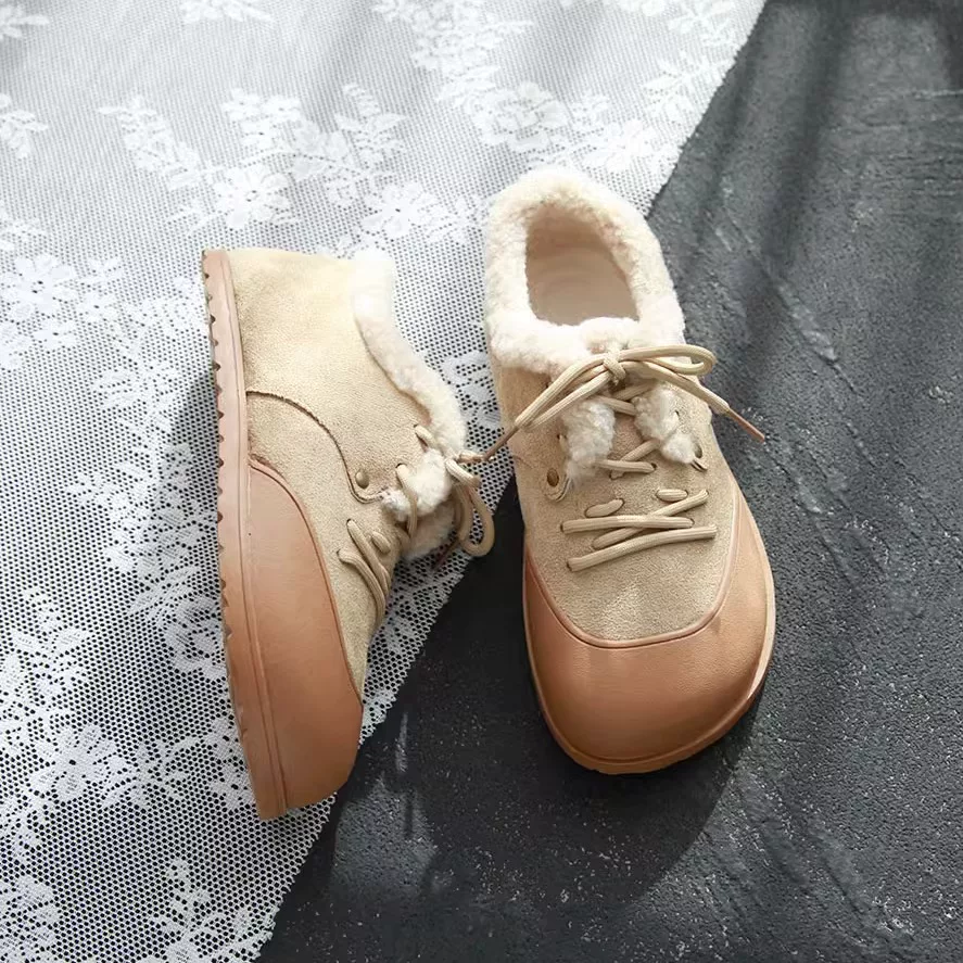 Теплые утепленные кожаные ботинки для женщин осень-зима с бархатными Birkenstock новые стиль 2024 года, уродливая мягкая подошва, меховые ботинки с плоскими подошвами