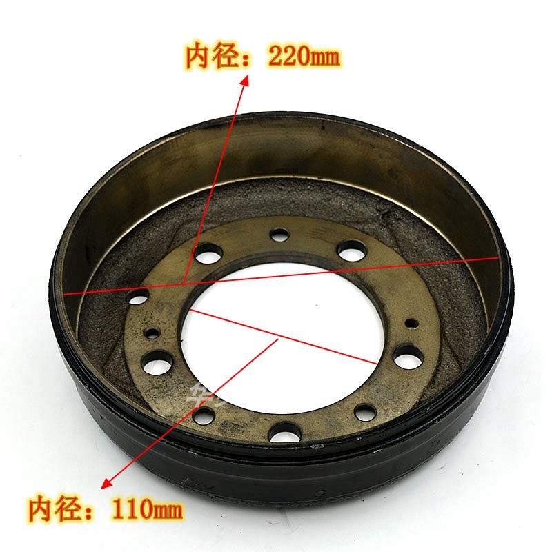 Three-wheel locomotive rear axle type 220 brake drum type 220 brake pot 5 holes mechanical brake oil brake dynamic pa original factory