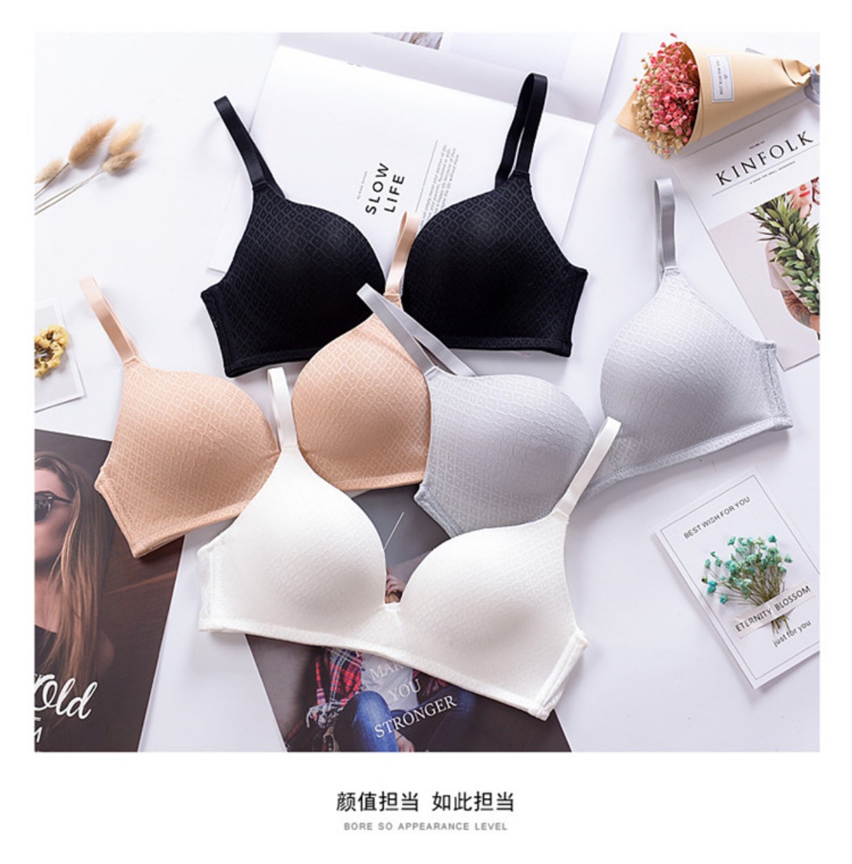 Mùa thu mới một mảnh không dấu vết không vòng thép nhẹ mỏng áo ngực bé gái sinh viên thoải mái ngủ đồ lót ren thoáng khí áo ngực không dây
