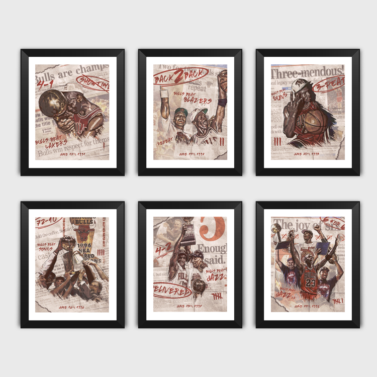 Bull Jordan Champion Poster Series Solid Wood Decoration Photo Frame Photo Wall Table Hanging Frame Decoration Home