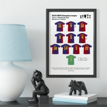2015 Barcelona Champions League classic lineup Solid wood photo frame Photo wall table hanging Barcelona Messi
