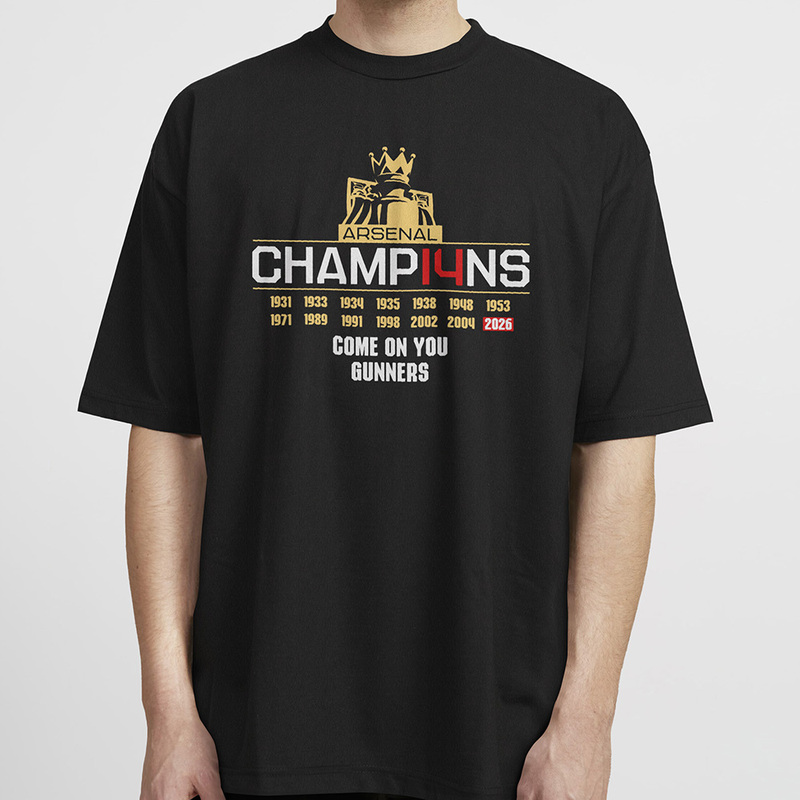 2026 Arsenal 14Th Championship Commemorative Pure Cotton Short-Sleeve T-Shirt Trendy Loose Fit Men's Lai Si 2026 Arsenal 14Th Championship Commemorative Pure Cotton Short-Sleeve T-Shirt Trendy Loose Fit Men's Lai Si