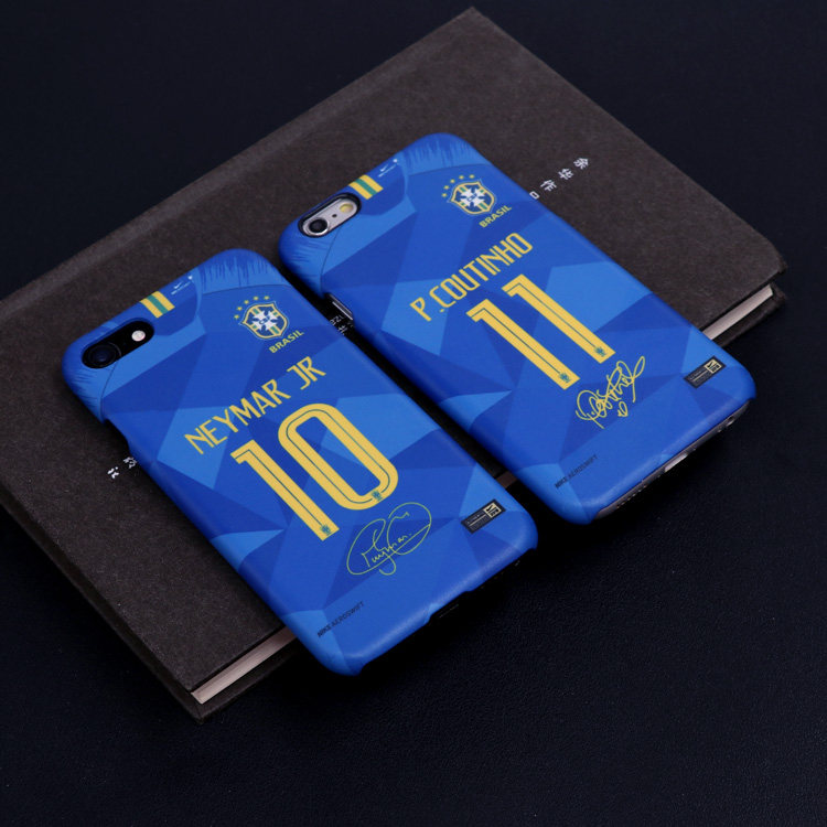 2018 World Cup Brazil away jerseys iphone7 8 X 6 6s plus mobile phone protective shell Neymar