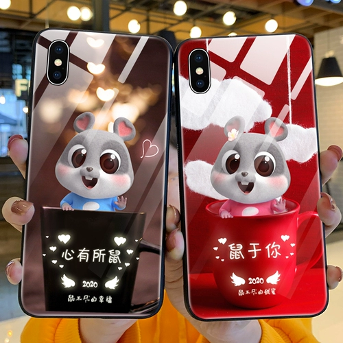 Apple, маленький чехол для телефона, стеклянный силиконовый милый защитный чехол подходит для мужчин и женщин, 2020, iphone, защита при падении, для влюбленных