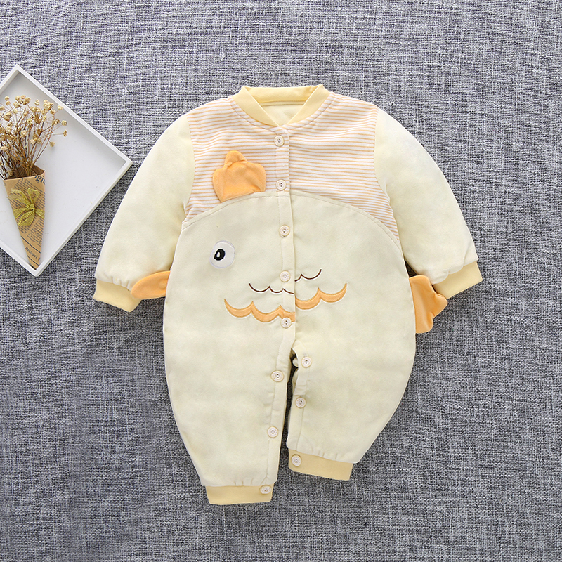 Newborn clothes Quilted jacket Baby jumpsuit Autumn and winter cotton coat Hayi even feet baby out climbing clothes tide spring and autumn