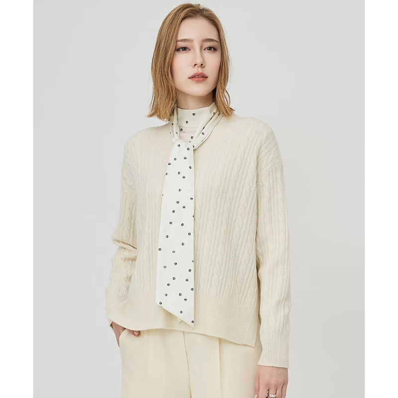 20% Off 26-Year-Old Winter Collection Nana Japan Duty-Free Icb Wool and Cashmere Cable V-Neck Knit Sweater Krcylw0502