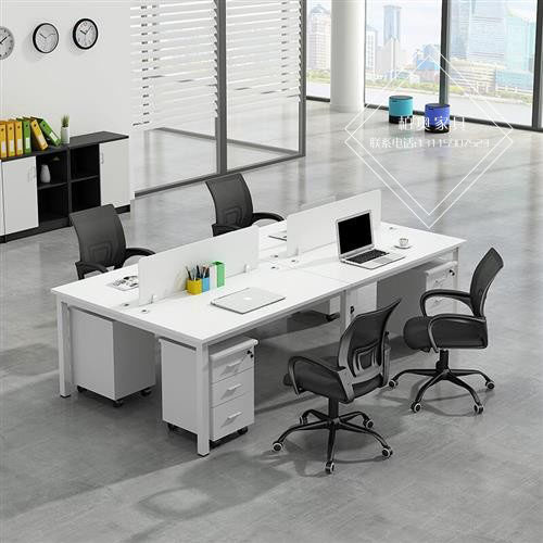 4인용 스크린 패널 컴퓨터 워크스테이션 직원 사무실 책상과 의자 가구 조합 심플 모던 철제 프레임 테이블