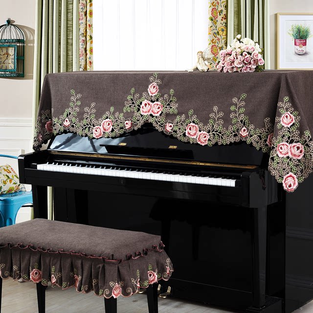 Home Textile Solid Color Thicken Upright Piano Cover Stool Cover
