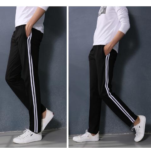 Mùa xuân và mùa hè hai thanh đồng phục học sinh quần hai thanh kích thước lớn quần thể thao nam và nữ quần học sinh quần thẳng học - Quần thể thao quần thể dục nam