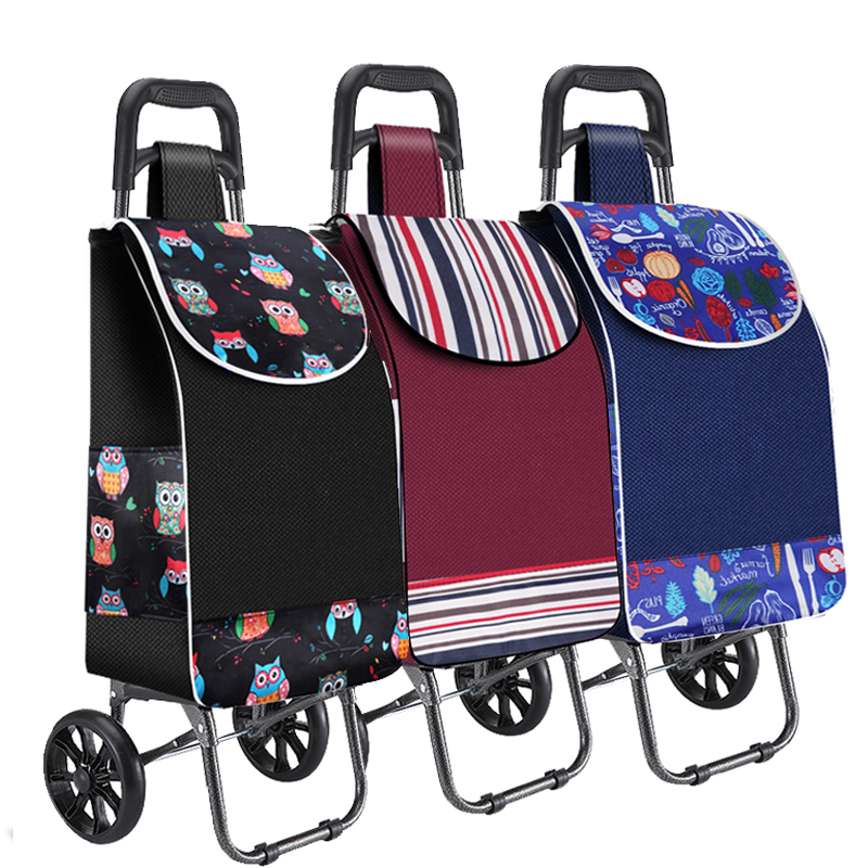 Huihui two-wheeled shopping cart portable folding grocery cart trolley cart luggage cart elderly trolley cart trolley